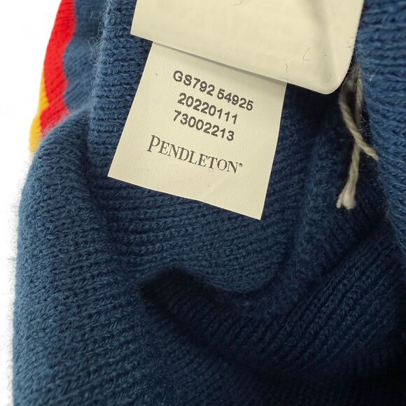 NEW Pendleton Retro Bear Cuffed Beanie Blue/Yellow/Red OS - Picture 7 of 9